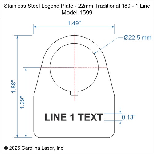 Modal Additional Images for Stainless Steel Legend Plate - 22mm Traditional 180 - 1 Line