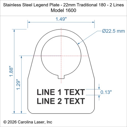 Modal Additional Images for Stainless Steel Legend Plate - 22mm Traditional 180 - 2 Lines