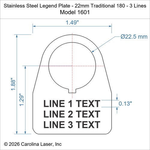 Modal Additional Images for Stainless Steel Legend Plate - 22mm Traditional 180 - 3 Lines