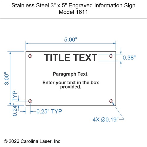 Modal Additional Images for Stainless Steel 3" x 5" Engraved Information Sign