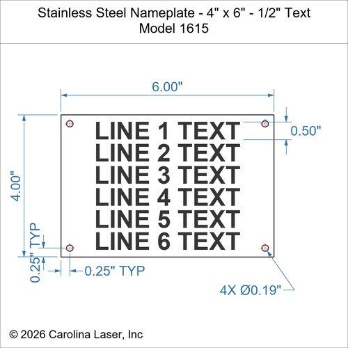 Modal Additional Images for Stainless Steel Nameplate - 4" x 6" - 1/2" Text