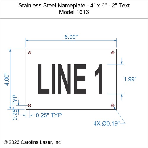 Modal Additional Images for Stainless Steel Nameplate - 4" x 6" - 2" Text