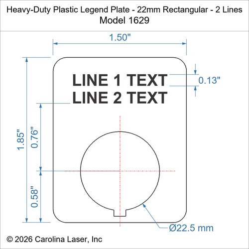 Modal Additional Images for Heavy-Duty Plastic Legend Plate - 22mm Rectangular - 2 Lines