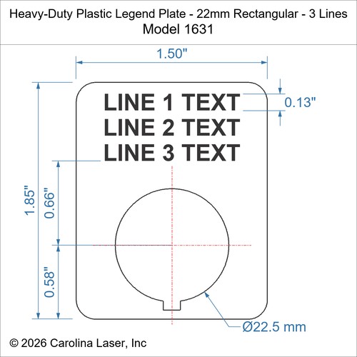Modal Additional Images for Heavy-Duty Plastic Legend Plate - 22mm Rectangular - 3 Lines