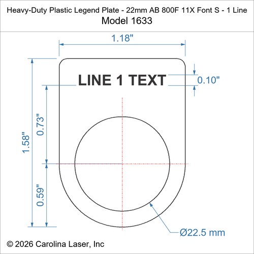 Modal Additional Images for Heavy-Duty Plastic Legend Plate - 22mm AB 800F 11X Font S - 1 Line