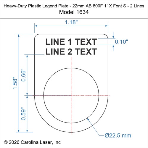 Modal Additional Images for Heavy-Duty Plastic Legend Plate - 22mm AB 800F 11X Font S - 2 Lines