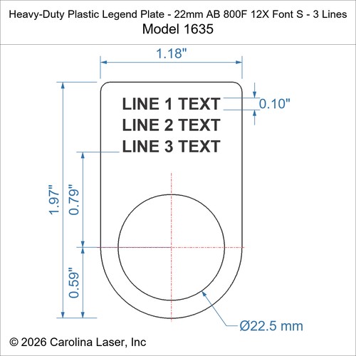 Modal Additional Images for Heavy-Duty Plastic Legend Plate - 22mm AB 800F 12X Font S - 3 Lines