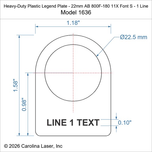Modal Additional Images for Heavy-Duty Plastic Legend Plate - 22mm AB 800F-180 11X Font S - 1 Line