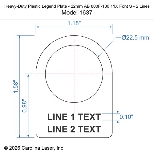 Modal Additional Images for Heavy-Duty Plastic Legend Plate - 22mm AB 800F-180 11X Font S - 2 Lines