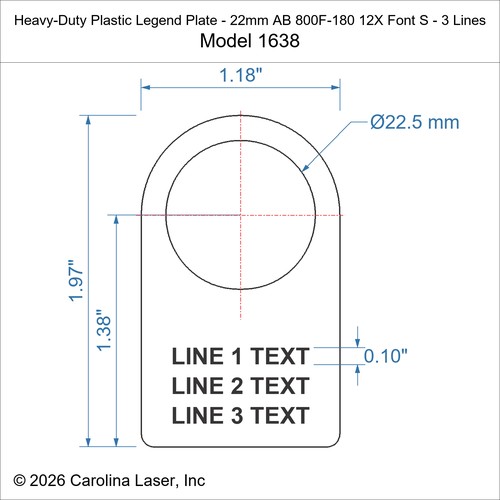 Modal Additional Images for Heavy-Duty Plastic Legend Plate - 22mm AB 800F-180 12X Font S - 3 Lines