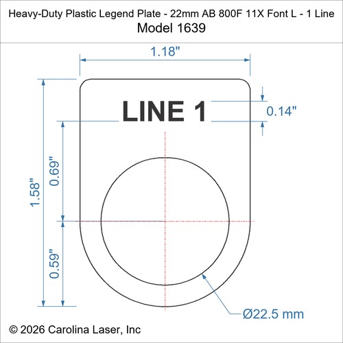 Modal Additional Images for Heavy-Duty Plastic Legend Plate - 22mm AB 800F 11X Font L - 1 Line