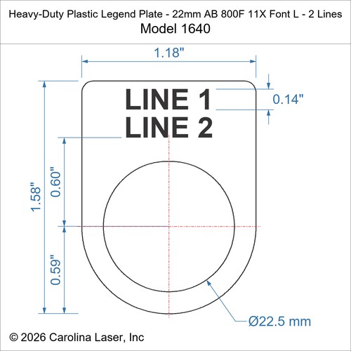 Modal Additional Images for Heavy-Duty Plastic Legend Plate - 22mm AB 800F 11X Font L - 2 Lines