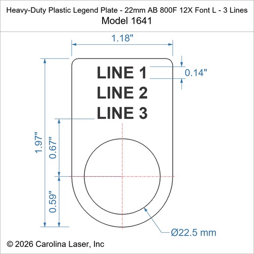 Modal Additional Images for Heavy-Duty Plastic Legend Plate - 22mm AB 800F 12X Font L - 3 Lines