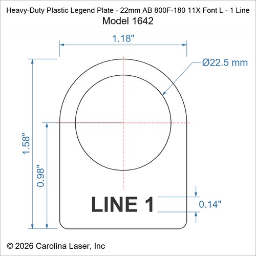 Modal Additional Images for Heavy-Duty Plastic Legend Plate - 22mm AB 800F-180 11X Font L - 1 Line