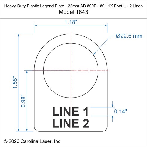 Modal Additional Images for Heavy-Duty Plastic Legend Plate - 22mm AB 800F-180 11X Font L - 2 Lines