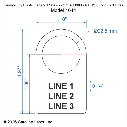 Modal Additional Images for Heavy-Duty Plastic Legend Plate - 22mm AB 800F-180 12X Font L - 3 Lines