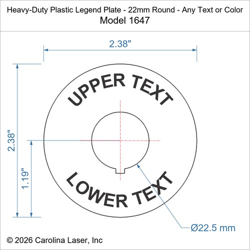 Modal Additional Images for Heavy-Duty Plastic Legend Plate - 22mm Round - Any Text or Color
