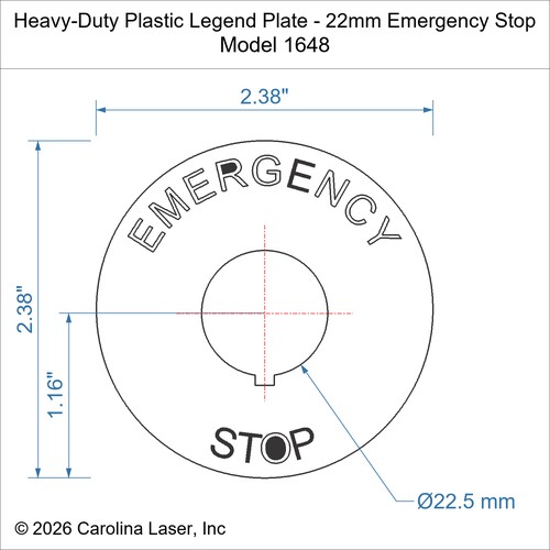 Modal Additional Images for Heavy-Duty Plastic Legend Plate - 22mm Emergency Stop
