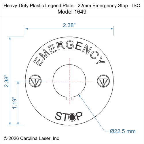 Modal Additional Images for Heavy-Duty Plastic Legend Plate - 22mm Emergency Stop - ISO