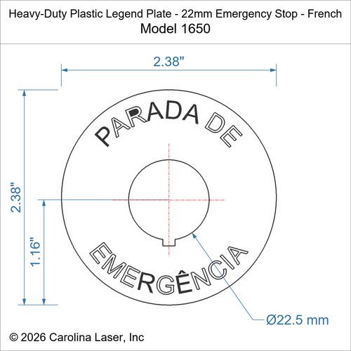 Modal Additional Images for Heavy-Duty Plastic Legend Plate - 22mm Emergency Stop - French