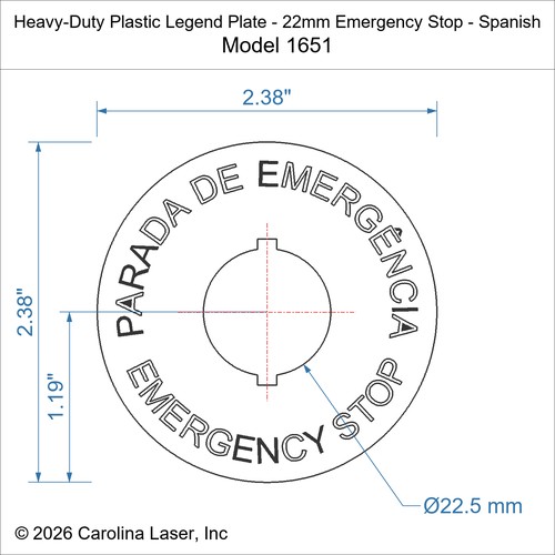 Modal Additional Images for Heavy-Duty Plastic Legend Plate - 22mm Emergency Stop - Spanish