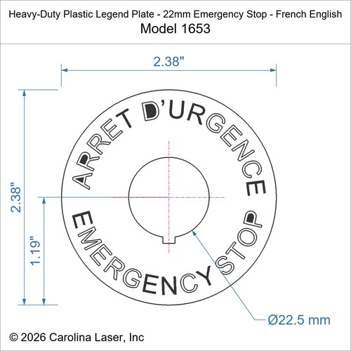 Modal Additional Images for Heavy-Duty Plastic Legend Plate - 22mm Emergency Stop - French English
