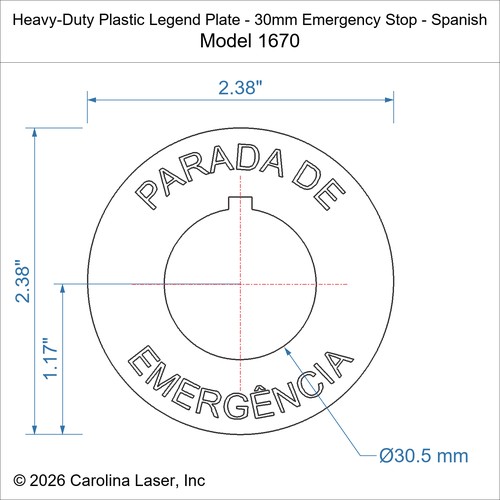 Modal Additional Images for Heavy-Duty Plastic Legend Plate - 30mm Emergency Stop - Spanish