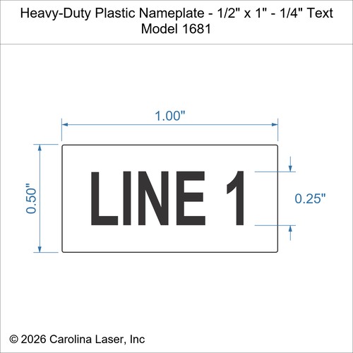 Modal Additional Images for Heavy-Duty Plastic Nameplate - 1/2" x 1" - 1/4" Text