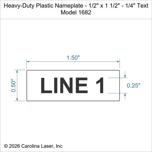 Modal Additional Images for Heavy-Duty Plastic Nameplate - 1/2" x 1 1/2" - 1/4" Text