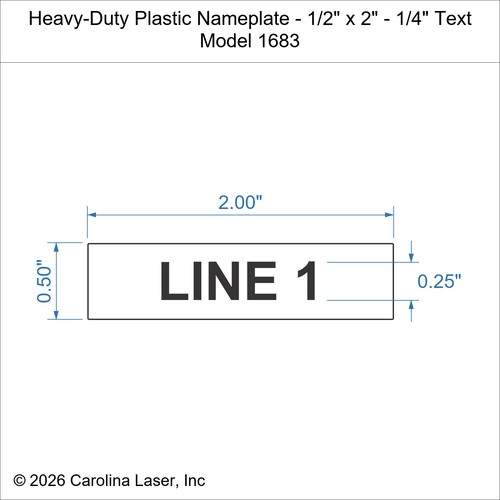 Modal Additional Images for Heavy-Duty Plastic Nameplate - 1/2" x 2" - 1/4" Text
