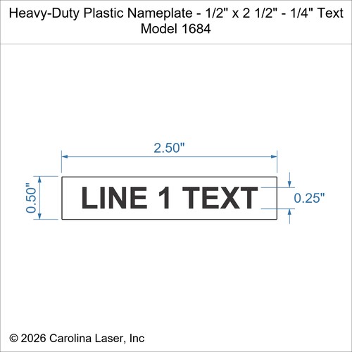 Modal Additional Images for Heavy-Duty Plastic Nameplate - 1/2" x 2 1/2" - 1/4" Text