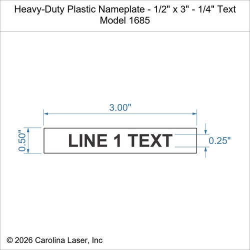 Modal Additional Images for Heavy-Duty Plastic Nameplate - 1/2" x 3" - 1/4" Text