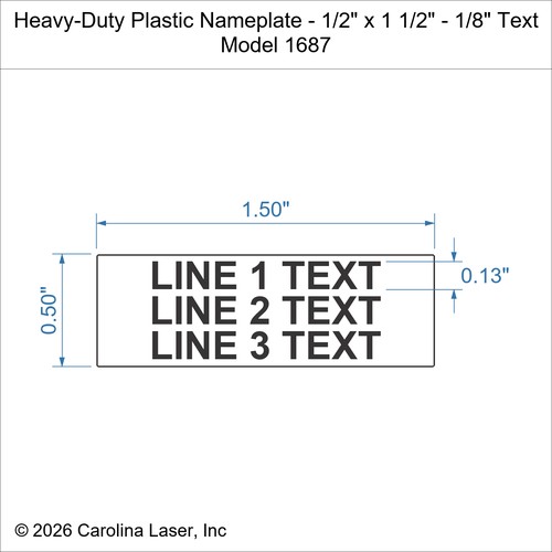 Modal Additional Images for Heavy-Duty Plastic Nameplate - 1/2" x 1 1/2" - 1/8" Text