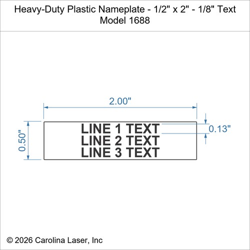 Modal Additional Images for Heavy-Duty Plastic Nameplate - 1/2" x 2" - 1/8" Text