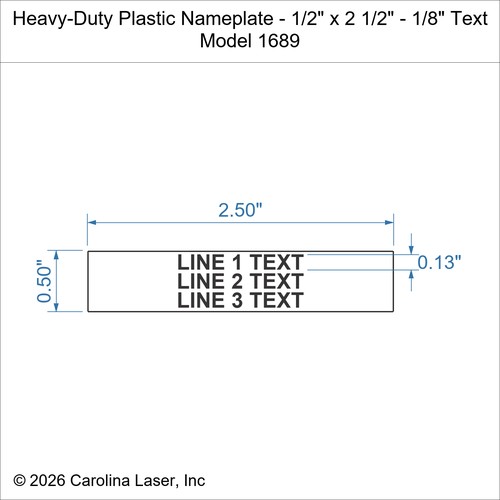 Modal Additional Images for Heavy-Duty Plastic Nameplate - 1/2" x 2 1/2" - 1/8" Text