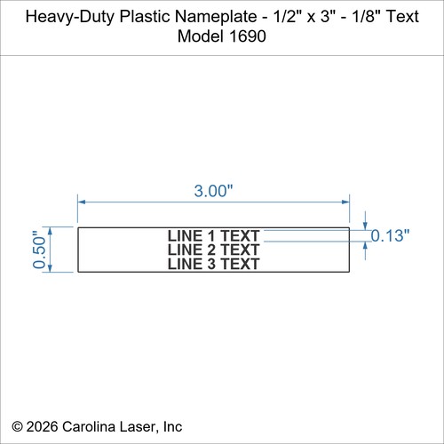 Modal Additional Images for Heavy-Duty Plastic Nameplate - 1/2" x 3" - 1/8" Text