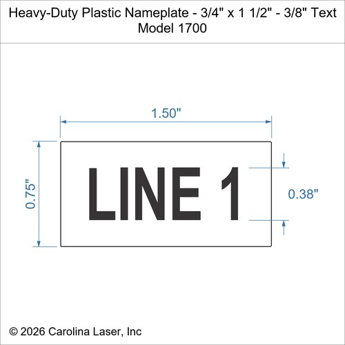 Modal Additional Images for Heavy-Duty Plastic Nameplate - 3/4" x 1 1/2" - 3/8" Text