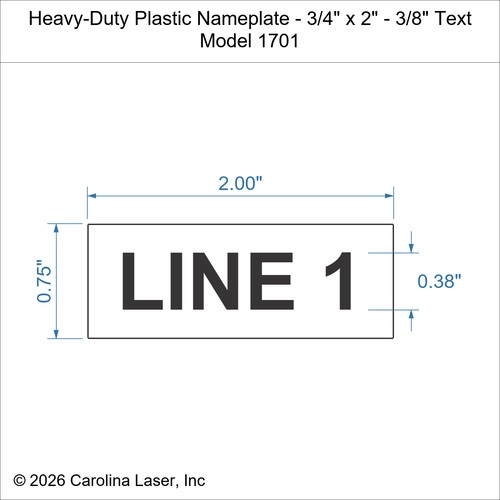 Modal Additional Images for Heavy-Duty Plastic Nameplate - 3/4" x 2" - 3/8" Text