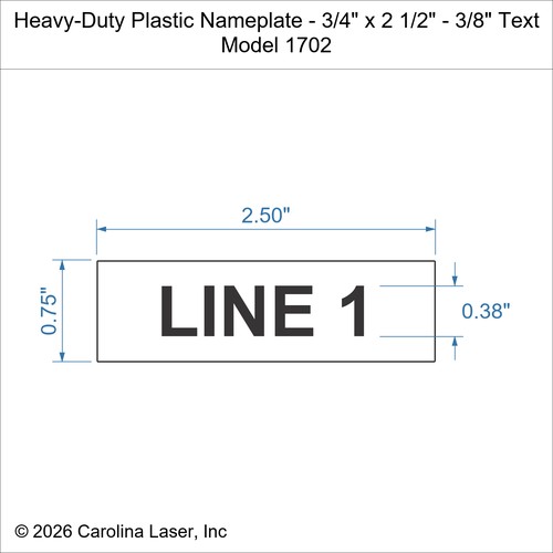 Modal Additional Images for Heavy-Duty Plastic Nameplate - 3/4" x 2 1/2" - 3/8" Text