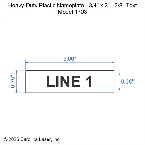 Modal Additional Images for Heavy-Duty Plastic Nameplate - 3/4" x 3" - 3/8" Text