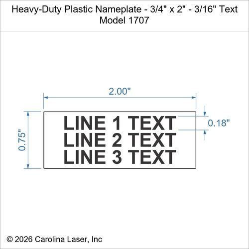 Modal Additional Images for Heavy-Duty Plastic Nameplate - 3/4" x 2" - 3/16" Text