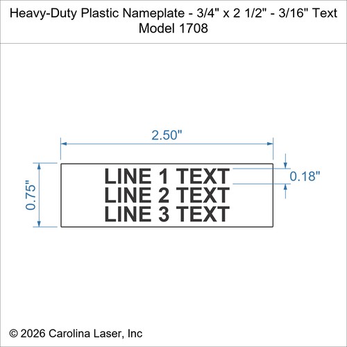 Modal Additional Images for Heavy-Duty Plastic Nameplate - 3/4" x 2 1/2" - 3/16" Text