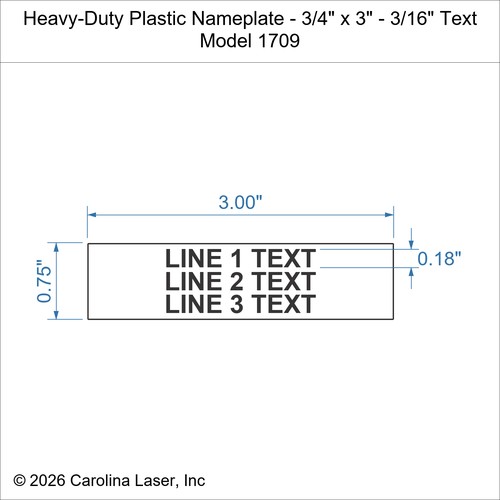 Modal Additional Images for Heavy-Duty Plastic Nameplate - 3/4" x 3" - 3/16" Text