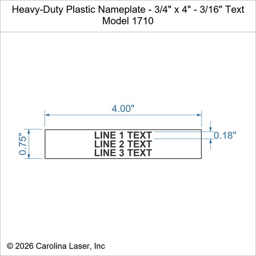 Modal Additional Images for Heavy-Duty Plastic Nameplate - 3/4" x 4" - 3/16" Text