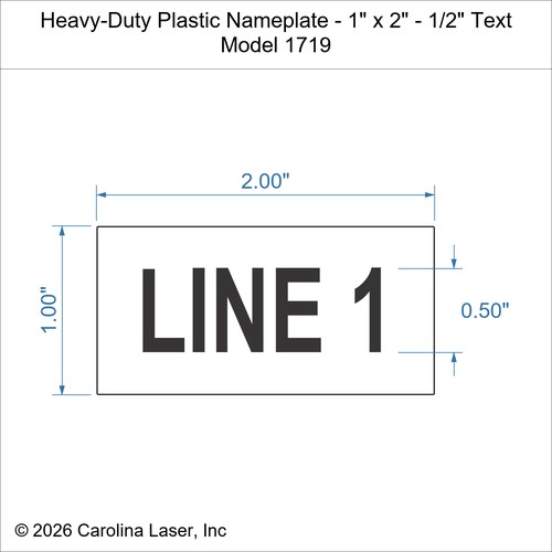 Modal Additional Images for Heavy-Duty Plastic Nameplate - 1" x 2" - 1/2" Text