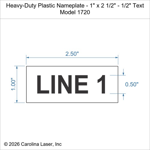 Modal Additional Images for Heavy-Duty Plastic Nameplate - 1" x 2 1/2" - 1/2" Text