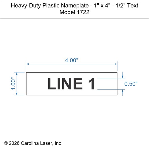 Modal Additional Images for Heavy-Duty Plastic Nameplate - 1" x 4" - 1/2" Text