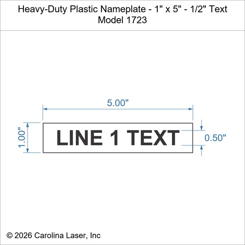 Modal Additional Images for Heavy-Duty Plastic Nameplate - 1" x 5" - 1/2" Text