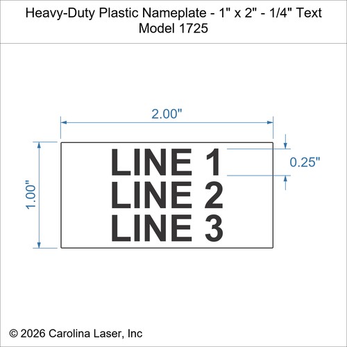 Modal Additional Images for Heavy-Duty Plastic Nameplate - 1" x 2" - 1/4" Text