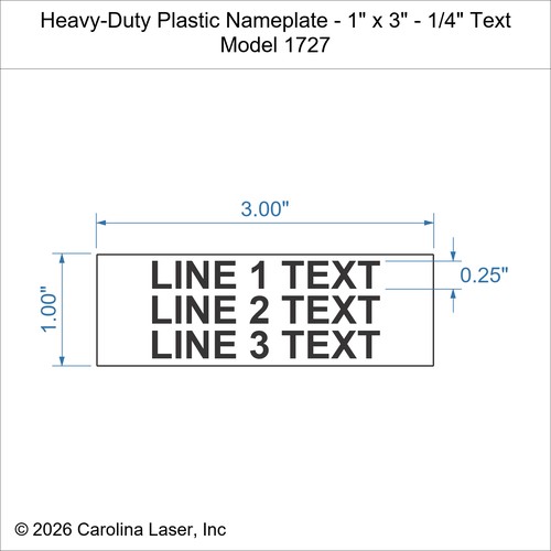 Modal Additional Images for Heavy-Duty Plastic Nameplate - 1" x 3" - 1/4" Text